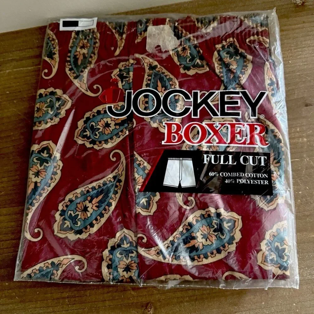 Jockey Full Cut Red Paisley Boxer Shorts Size 40 Vintage 1991 New In Package